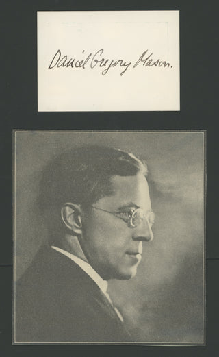 Mason, Daniel Gregory. (1873–1953) Signed Card with Photograph