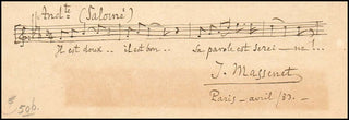 Massenet, Jules. (1842–1912) Autograph Musical Quotation from "Hérodiade" and Original Photograph