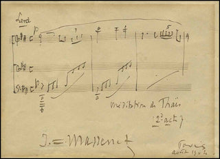 [Violinist] Massenet, Jules. (1842-1912) Méditation (Thaïs) - Autograph Musical Quotation