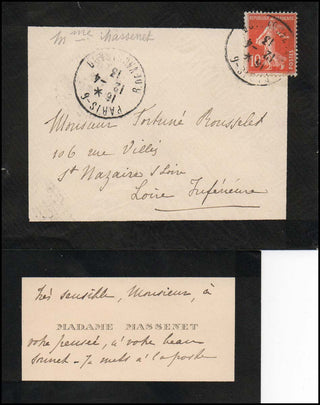 [Massenet, Jules. (1842-1912)] Massenet, Louise-Constance de Gressy. (1841-1938) ANS on mourning stationary from the composer&apos;s widow.