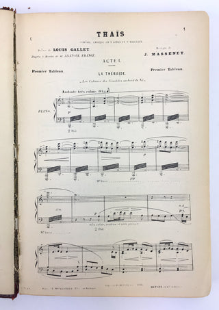 Massenet, Jules. (1842-1912) Thais. Comédie Lyrique en 3 Actes et 7 Tableaux.