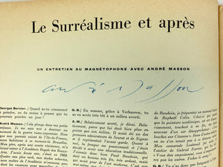 Masson, André. (1896–1987)  L'Oeil: Revue d'art  - Signed Interview in 1955 Issue