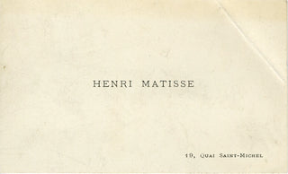 Matisse, Henri. (1869-1954) Visiting Card