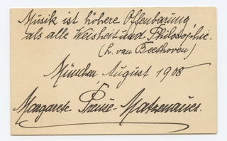 [Beethoven, Ludwig van. (1770–1827)] Matzenauer, Margaret. (1881–1963) Autograph Quotation Signed