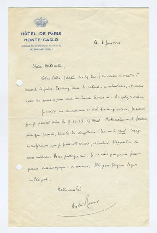 Maurois, André. (1885–1967) "I am convalescing and getting better" - Autograph Letter Signed