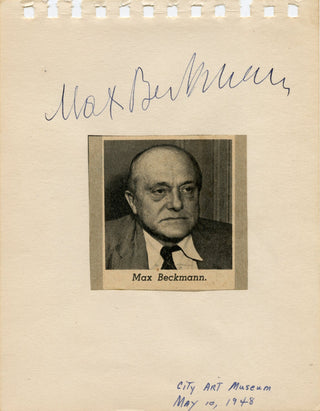 Beckmann, Max. (1884-1950) Autograph Signature and Photograph