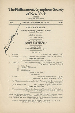 Maynor, Dorothy. (1910–1996) Signed Program