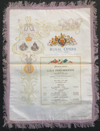 [Melba, Nellie. (1861–1931) & Calvé, Emma. (1858–1942) & Bonci, Alessandro. (1870–1940)] Original 1903 Royal Opera Gala Program, Printed on Silk