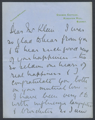 Melba, Nellie. (1861–1931) [Klein, Herman. (1856–1934)] Group of Autograph Letters to Herman Klein