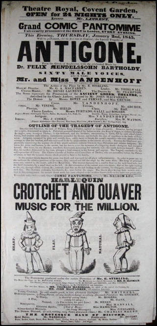 Mendelssohn-Bartholdy, Felix. (1809–1847) Collection of Original 1845 Broadsides from "Antigone."