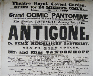 Mendelssohn-Bartholdy, Felix. (1809–1847) Collection of Original 1845 Broadsides from "Antigone."