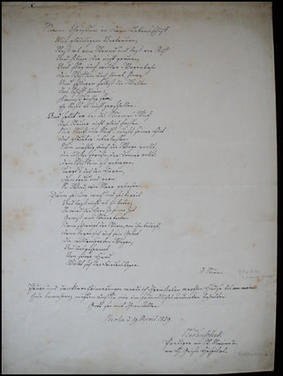 [Mendelssohn-Bartholdy, Felix. (1809–1847)] Sturm, Julius Carl Reinhold (1816–1896) Autograph Poem Manuscript