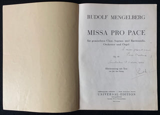 Mengelberg, Rudolf. (1892–1959) [Monteux, Pierre. (1875–1964)] "Missa Pro Pace" - Inscribed to Pierre Monteux