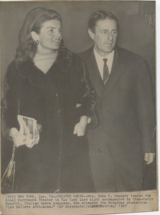 Menotti, Gian Carlo. (1911–2007) [Kennedy Onassis, Jacqueline. (1929–1994)] Original Photograph