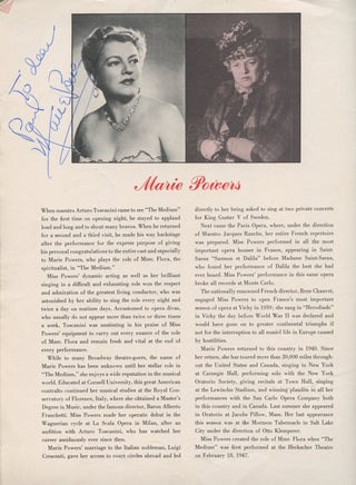 Menotti, Gian Carlo. (1911–2007) "The Medium" and "The Telephone" - Signed Souvenir Program