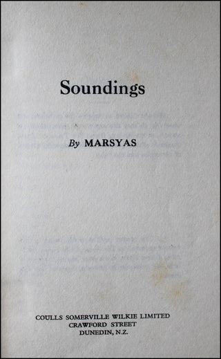 [Menuhin, Yehudi. (1916–1999)] Marsyas [pseudonym of D.W.M. Burn]  Soundings, inscribed by the author to Yehudi Menuhin and Inscribed additionally by Menuhin