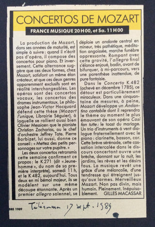 Messiaen, Olivier. (1908–1992) [Hocquard, Jean-Victor. (1910–1995)] Les 22 Concertos Pour Piano De Mozart - SIGNED AND INSCRIBED