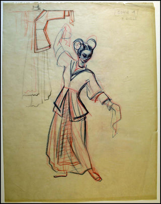 [Dance] Mielziner, Jo. (1901 - 1976) Five Costume Designs from Shadow of the Wind, c. 1948