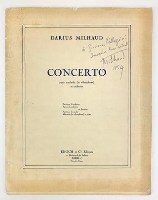 Milhaud, Darius. (1892–1974) "Concerto for Marimba, Op. 278" - SIGNED SCORE