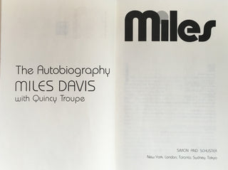 [Jazz & Song] Davis, Miles. (1926–1991) [with Quincy Troupe] MILES. The Autobiography. SIGNED PRESENTATION COPY TO HIS LAST DRUMMER