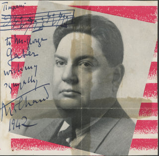 Milhaud, Darius. (1892–1974) Autograph Musical Quotation, Letter and Photograph Ensemble to an important Percussionist