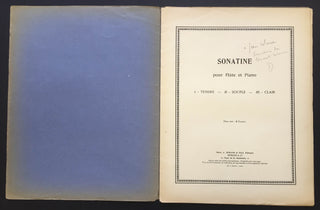 Milhaud, Darius. (1892–1974) "Sonatine pour Flute et Piano" - INSCRIBED TO JEAN WIENER