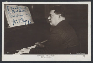 Milhaud, Darius. (1892–1974) Signed Photograph