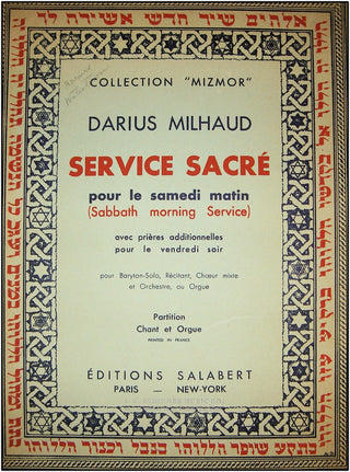 Milhaud, Darius. (1892–1974) Service Sacré pour le samedi matin, Op. 279.