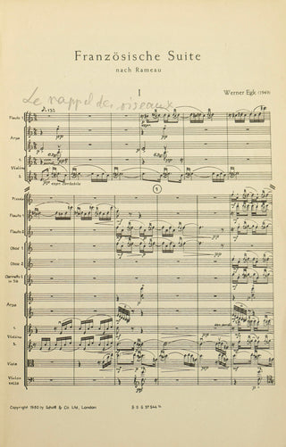 [20th Century Composers] [Mitropoulos, Dimitri. (1896–1960)] Aubert, Louis; Egk, Werner; Mihalovici, Marcel; Mohaupt, Richard; Starer, Robert. Collection of study scores inscribed to the Greek conductor