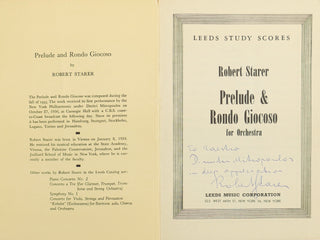 [20th Century Composers] [Mitropoulos, Dimitri. (1896–1960)] Aubert, Louis; Egk, Werner; Mihalovici, Marcel; Mohaupt, Richard; Starer, Robert. Collection of study scores inscribed to the Greek conductor