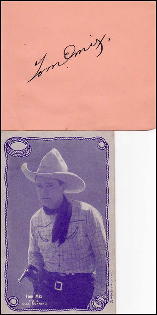 [Hollywood] Mix, Tom. (1880 - 1940) Autograph Signature and Postcard Photograph