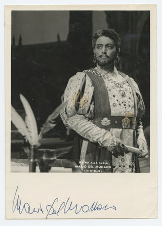 Monaco, Mario del. (1915–1982) Early Signed Photograph, "Otello"