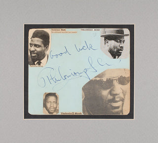 Monk, Thelonious Sphere. (1917 - 1982) Autograph Signature