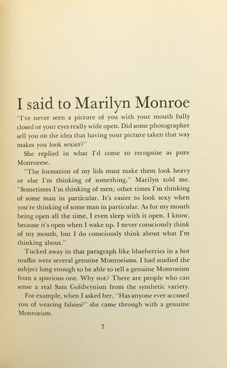 Monroe, Marilyn. (1926–1962) [Martin, Pete.] "Will acting spoil Marilyn Monroe?" - Signed Book