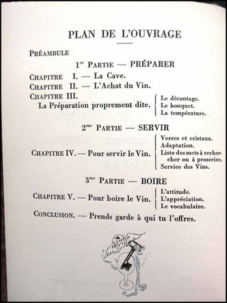 [Food & Wine] Martin, Charles [Illustrator]. & Forest, Louis.  Monseigneur Le Vin. L'art de boire. Préparer, servir, boire. Texte de Louis Forest. Dessins de Charles Martin.