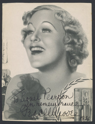 Moore, Grace. (1898–1947) Signed Halftone Photograph