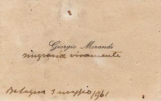 Morandi, Giorgio. (1890 - 1964) Visiting Card, inscribed 1961