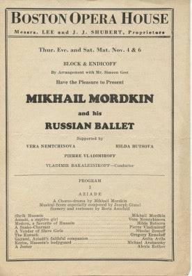 Mordkin, Mikhail. (1880–1944) Original Program