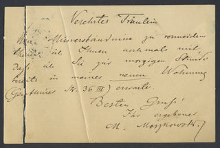 Moszkowski, Moritz. (1854–1925) Autograph Note