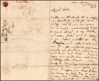 [Mozart, Wolfgang Amadeus. (1756–1791)] Storace, Nancy [Anna Selina]. (1765–1817) Autograph Letter to George Smart