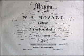 Mozart, Wolfgang Amadeus. (1756–1791) Missa aus C moll von W.A. Mozart [K.427]