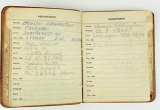 Mulligan, Gerry. (1927–1996) Two of Mulligan's Personal Handwritten Address Books