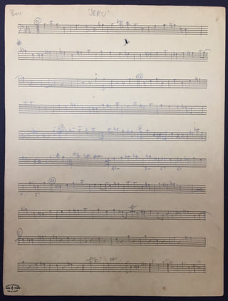 Mulligan, Gerry. (1927-1996) "Jeru" - Autograph Lyrics and Musical Manuscripts