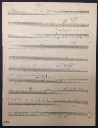 Mulligan, Gerry. (1927-1996) "Jeru" - Autograph Lyrics and Musical Manuscripts