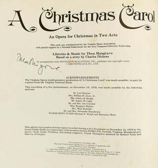 Musgrave, Thea. (b. 1928) A Christmas Carol - SIGNED LP INSERT