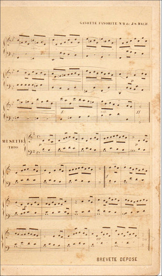 [Music in Miniature] Bach, J.S. (1685-1750) Tiny Music printed on a CDV Photograph