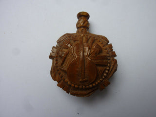 [Music Iconography] [String Instrument] 19th Century Corozo Nut Perfume Bottle