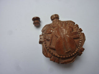 [Music Iconography] [String Instrument] 19th Century Corozo Nut Perfume Bottle