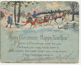 Muzio, Claudia. (1889–1936) Signed Merry Christmas-Happy New Year Card