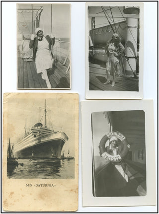 Muzio, Claudia. (1889–1936) Autographed photo of the Saturnia Cruise Ship and 3 Unpublished Candid Photographs aboard!